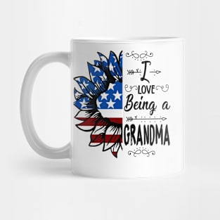 Vintage American Flag I Love Being A Grandma Happy Independence Day Mug